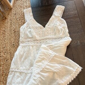 White Eyelet Sleeveless Cotton Sun Dress